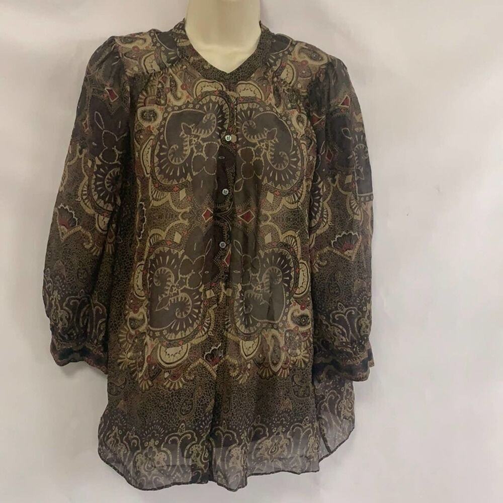 JOIE SILK BLOUSE LONG SLEEVE BUTTON DOWN‎ SIZE M